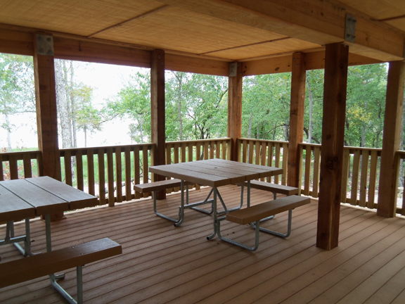 Photo of picnic tables and covered pavilion